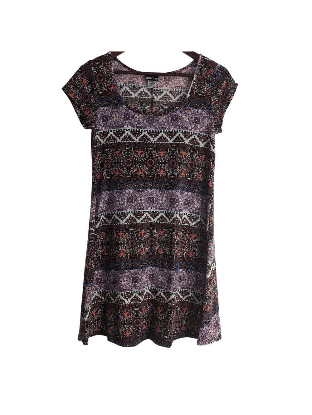 Joe Boxer short-sleeve midi dress Size M featuring a bohemian geometric pattern